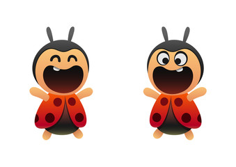 Funny little ladybug in cartoon style