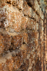 old dirty interior with brick wall, vintage background
