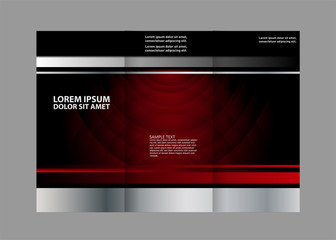 Fototapeta premium Template design of blue trifold brochure. Editable and light vector with places for photos. Proportionally A4 