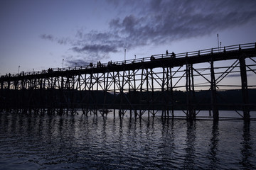 Obraz premium Utamanusorn Bridge (Mon Bridge), made from wooden for across the