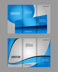 Vector empty tri-fold brochure print template design, trifold bright violet booklet or flyer
