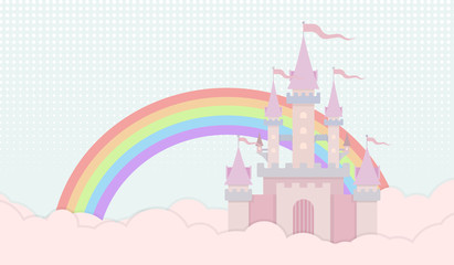 sweet castle in pastle color background vector