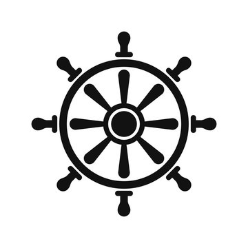 Rudder / Black rudder symbol, isolated on white background.