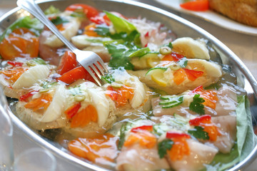 Delicious buffet food on the party or wedding reception