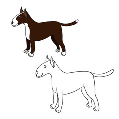 Cute cartoon bullterrier isolated on white background