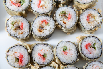 Japanese rolls on white