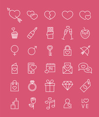 set of minimalistic line love icons