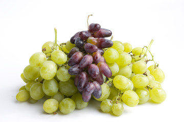 Red and green grape isolated on white background