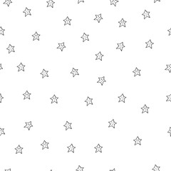 Seamless pattern with black stars on white background