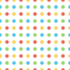 Cute colorful polka dots seamless pattern background.