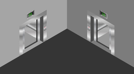 elevator isometric design set 