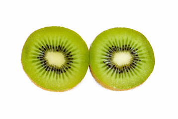 Fototapeta premium Two half kiwi fruit on white isolated background