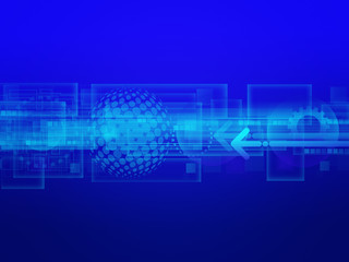  Abstract Blue technology background with gradient square and circle