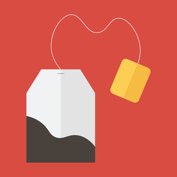Tea bag vector icon. Colorful flat design illustration.
