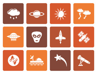 Flat Astronautics and Space and universe Icons - Vector Icon Set 