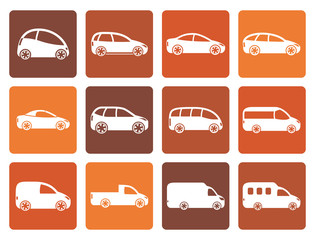 Flat different types of cars icons - Vector icon set