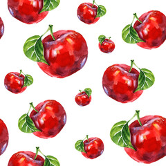 Watercolor summer insulated red apple pattern