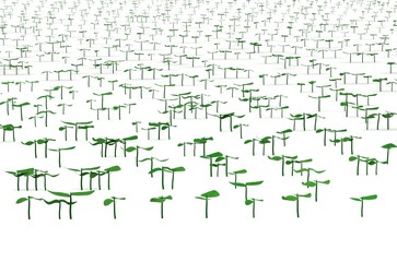 field with planted sprouts 3d illustration