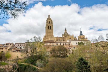 Fototapeta na wymiar View at the Cathedaral of Segovia