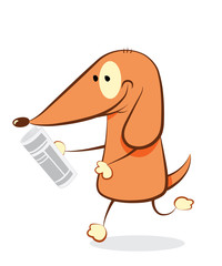 Funny Dog bringing a newspaper - a vector illustration representing a friendly cartoon dog walking on two legs and bringing a newspaper
