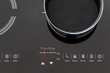 Boiling water at pan on Induction stove top panel