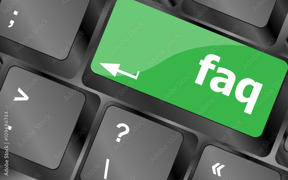 Poster computer keyboard key with key faq, closeup. keyboard keys icon button vector. keyboard icon, keyboa