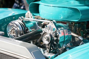 turquoise engine bay