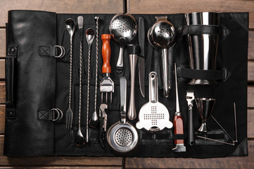 Set of barman equipment in case