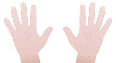 Male hands - inner hand comic vector illustration on white background.