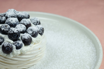 Blueberry Pavlova close-up