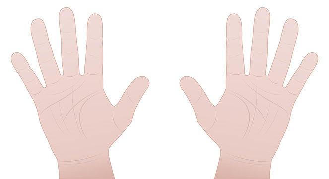 Male hands - inner hand comic vector illustration on white background.