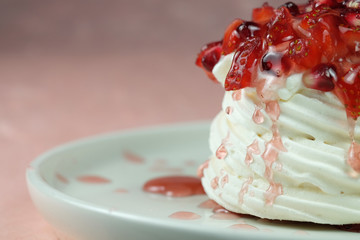 Strawberry Pavlova close-up