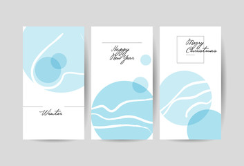 Vector hand drawn congratulation cards. Merry Christmas, Happy New Year.