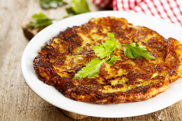 Swiss rosti on plate