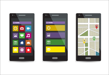 smartphone applications, menus, maps