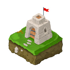 Isometric Vector Illustration icon of old Castle Fort.
Old fortified building - game graphic concept.