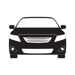 Fototapeta premium Car front icon. Vector black vehicle silhouette isolated on white background.