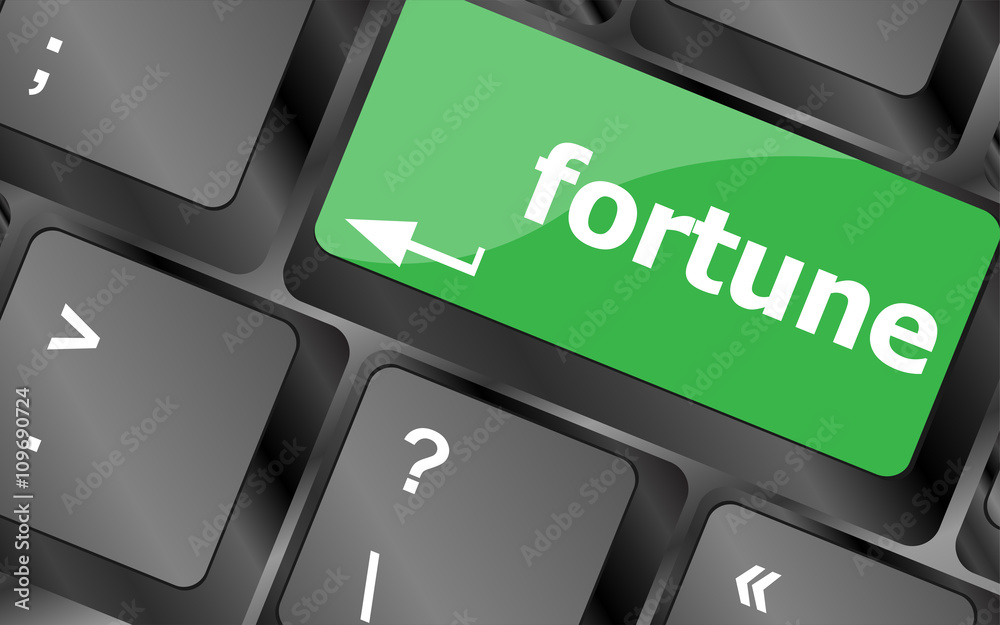 Poster fortune for investment concept with button on computer keyboard. keyboard keys icon button vector. k