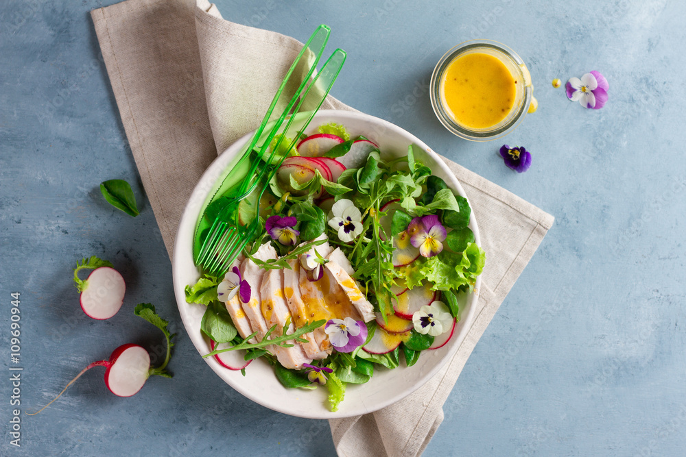 Sticker Spring salad with edible flower