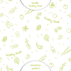 Seamless pattern with Doodle hand drawn healthy food