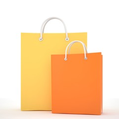 Paper Shopping Bags isolated on white background. 3d rendering.