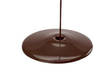 pouring of chocolate on a white surface