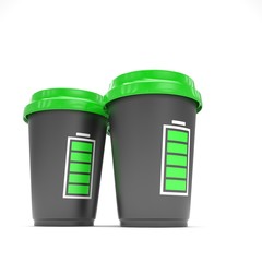 Three paper coffee cups. 3d rendering.