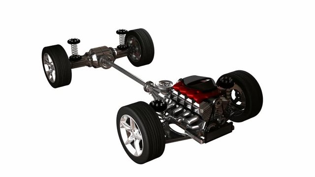 car chassis with engine. alpha matted