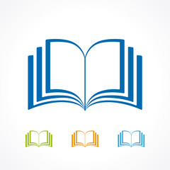 Open book icon. Color book icon vector isolated on white background. Book Icon flat logo