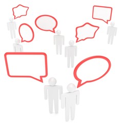 people with talk bubbles isolated over a white background. 3d rendering.