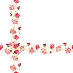 Watercolor red flowers background. Seamless pattern