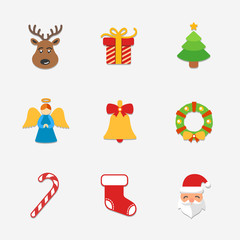 Christmas bright icons collection - vector illustration. 