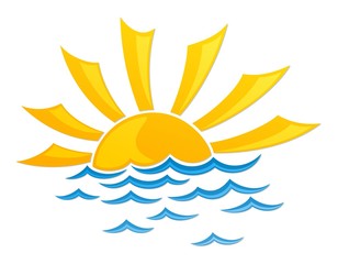 sun dawn Logo in the sea. 