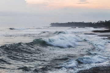Huge waves at ocean coast in Bali